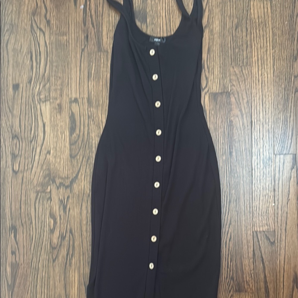 Black Button-Down Midi Dress